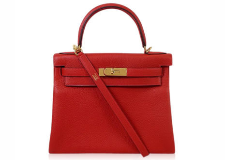 エルメス ケリー28 トリヨンクレマンス ルージュカザック ハンド バッグ HERMES Kelly 28 Taurillon Clemence Rouge Casaque Hand Bag