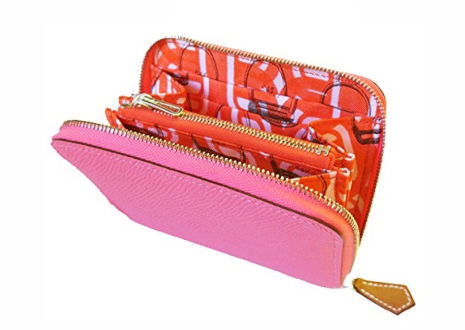 エルメス アザップ シルクイン コンパクト ウォレット ローズアザレ×オレンジポビー HERMES Azap Silkin Compact Wallet Rose azalee × Orange Poppy