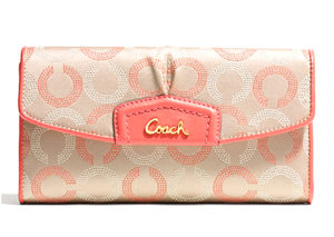 コーチ アシュレイ ドッテッド オプアート ラウンドファスナー 財布 COACH ASHLEY DOTTED OPART LONG ZIPPED WALLET