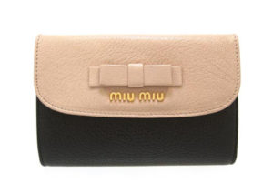 ミュウミュウ マドラス バイカラー 二つ折り 財布 MIU MIU MADRAS BICOLORE BIFOLD WALLET